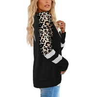Kakina s ženskim košulje Jasnoća, ženski sveli leopard dugih rukava, vrhovi ispisa labav duks crna,