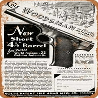Metalni znak - Colt Woodsman. Pištolj - Vintage Rusty Look