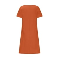 Haljine za žene, ženska jesenska odjeća jesenska moda V-izrez pamučna posteljina labava rukava s dugim