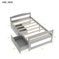 & Vico platformi krevet, dvostruka platforma platforma krevet sa dvije ladice, kauč na razvlačenje za djecu za odrasle spavaće sobe, bez opruge Bože, jednostavna montaža, siva