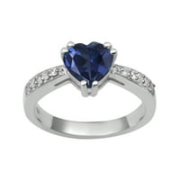 Blue Sapphire Sterling Silver Solitaire Women Wedding Obećaj Ring