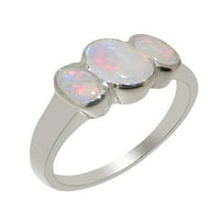 Britanci napravili tradicionalni čvrsti puni 18k bijeli zlatni prsten s prirodnim Opal Womens Wingens