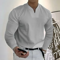 Muška majica Proljeće Ležerne prilike V-izrez Solid Boja majica s dugim rukavima Top Leisure Muška odjeća