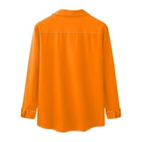 Muški džepni dugi rukav kubansku košulju Cugne Casual Button ICE Svilena puna boja Osnovna košulja Orange