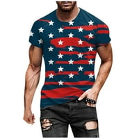 Košulje od Jsaierl Muške majice Patriotske zvijezde i pruge Grafički teže Slim-Fit Crewneck Top prozračna