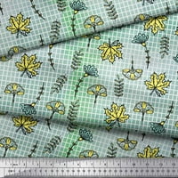 Soimoi Green Poly Georgette tkanina od javora od javora i umjetnička cvjetna provjera tkanina za ispis