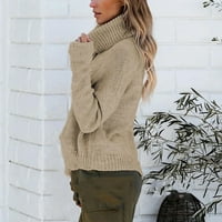 Ženski džemper za kornjače od pune boje dugih rukava Basic Pulover Top Ležerne prilike Knit Jumper Khaki