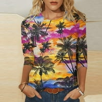 Majice za rukav za žene Dressy Tromjenski vrhovi rukava Bluze Regularne fit T majice Havajski pulover