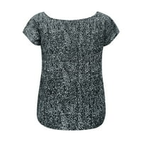 HGW Nove majice za žene Trendi modni geometrijski print okrugli vrat kratki rukav ležerna majica
