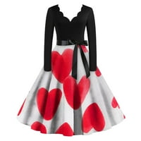 Podplug modne žene vintage dugih rukava za Valentinovo 1950S domaćica večernja party mat haljina za