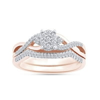 CT. T.W. Okrugli rezani prirodni dijamantni pogled mladenka za venčani zaručni prsten u 14K ružičastog