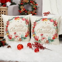 Bacanje jastuka na poklopcu 2, četvrtasti božićno šišnjak jabuka snjegovića vijenac seoski kuća ukrasi