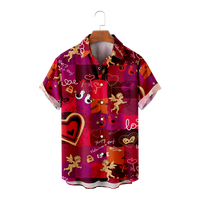 Ružičasti ljubavni heart muške košulje kratki rukav dječaci Ljetni tanki materijal Kids Havajska majica