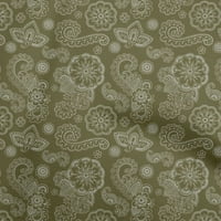 Onuone pamuk poplin tamno olive zelena tkanina azijski paisley zanatske projekte Dekor tkanina štampan