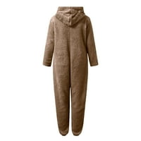 Ikevan ženski kombinezon s dugim rukavima Pajamas casual zimska topla rompe spavanje kaki s
