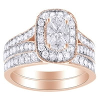 14K ružičasto zlatni ženski prestajni prsten sa CT bijelim prirodnim dijamantima s prstenom veličine-9