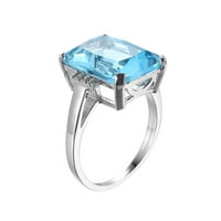 Žene luksuzni Topaz prsten svijetlo plavi kameni prsten za prstenje za angažovanje vjenčanja