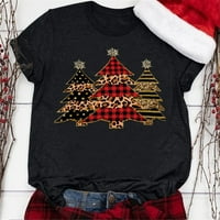 Majice za žene Casual Tops Božićni ispis Kratki rukavi O-izrez Labavi bluza TEE majica