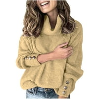 Košulje s dugim rukavima za žene Ženske modne ženske turtleneck pleteni džemper s dugim rukavima Elegantni