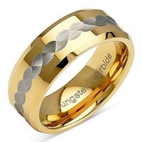 Tungsten prstenovi za muškarce vjenčani trake dva tona zlatnog srebrnog čekića srednja veličina 6-