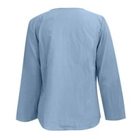 Adviicd bluze za ženska majica za vrat za posade s dugim rukavima pamučna majica za majicu jesen gumb