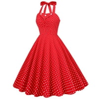 Ženska 50-ih Halter Vintage A red polka tat koktel korzet haljina maturama čajne zabave Vjenčana seksi