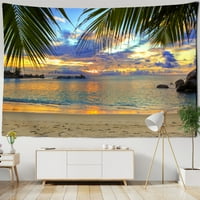 Plavi ocean zalazak sunca za sunčanje, tapiserija tropskog kokosovog kokosa za dnevni boravak, kućni
