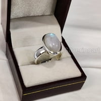 Blue Fire Moonstone, srebrni prsten, srebrni prsten, očev dan, prirodni duginski moonstone, june ring