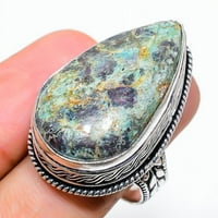Rubyfuchsite Gemstone Handmade Sterling srebrni nakit zvona veličine 8