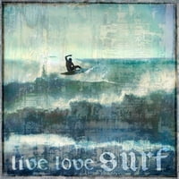 Carter, Charlie Black Modern Framed Museum Art Print pod nazivom - Live Love Surf