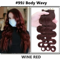 -Day traka u prirodnim ruskim ljudskim pruženjima za ljudske kose kovrčavo tijelo valovito ljepilo označavaju frizuru američke zalihe 22 # 99J vino crveno