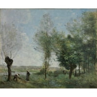 Jean-Baptiste-Camille Corot Black Ornate uokviren dvostruki matted muzej umjetnosti pod nazivom: Suvenir