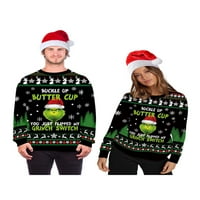 Anbech Funny 3D ispisane žene i muškarci Dukserić Božićni ružni grafički pulover dugih rukava Xmas Par
