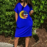 Leesechin ponude ženske suknje za suknje za neovisnost ljetna američka zastava Džep za ispis kratkih