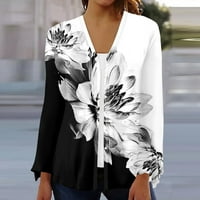 Strungten ženska modna labava ležerna tiskana majica s dugim rukavima Cardigan bluza jakna Ženske vrhove