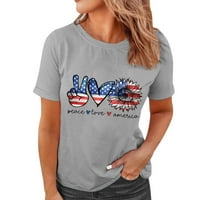 Gyujnb ženske majice Američka zastava Četvrta srpnja Košulje za žene Okrugli izrez Ženske majice Kratki