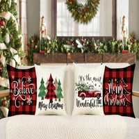 Buffalo božićni jastuk set Crvene crne seoskim kućama Božićni ukrasi vjeruju sretan božićni predivan