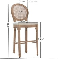 Barstools, bar stolice set od 2, stolice za trpezarije, drveni drveni barsool rattane natrag sa tapeciranim