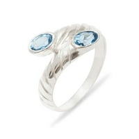 Britanci izrađen 14k bijeli zlatni prirodni plavi Topaz ženski prsten za bend - Opcije veličine - 7.