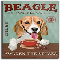 Beagle kafa probudi čula zid retro limenog znaka, ukras kupaonice za barove, restorane, kafiće i barove,