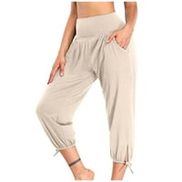 Duge pantalone za žene Ženske yoga hlače Labavi trening Duksevi Comfy Lounge Joggers sa džepovima crna
