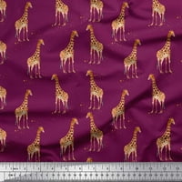 Soimoi Pink Rayon tkanina Dot & Giraffe Životinjska tkanina od dvorišta široko