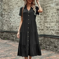 Ženska ljetna modna modna crna viskozno vlakno ljeto Ženska modna haljina u boji jednostavna i izvrsna