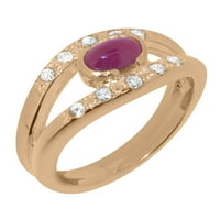 Britanci napravio je 10k ružični zlatni prsten sa prirodnim rubinim i dijamantnim ženskim prstenom -