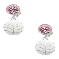 Silvertone velika odbojka ružičasta kristalna isječka na minđušama
