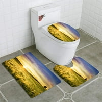 Zlatno pšenično polje zalazak sunca pejzaž u kupaonici prostirke za kupanje Contour mat i toaletni poklopac