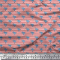 Soimoi Japan Crepe Satin Tkanina Stripe & Palm Tree Ispis tkanine sa širokim dvorištem