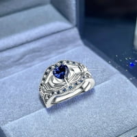 Prsten za ženske djevojke plave tri sloja Držanje prstena za prsten za srce za žene muškarci izvrsne