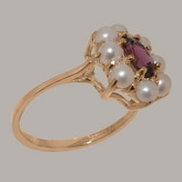 Britanci napravio 9K Rose Gold Prirodni Garnet & Fultired Pearl Weens Ring - Veličina Opcije - Veličina
