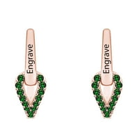 Personalizirano uređeno okrugle simulirane smaragdne modne naušnice sa obručem 14K ruža zlato preko